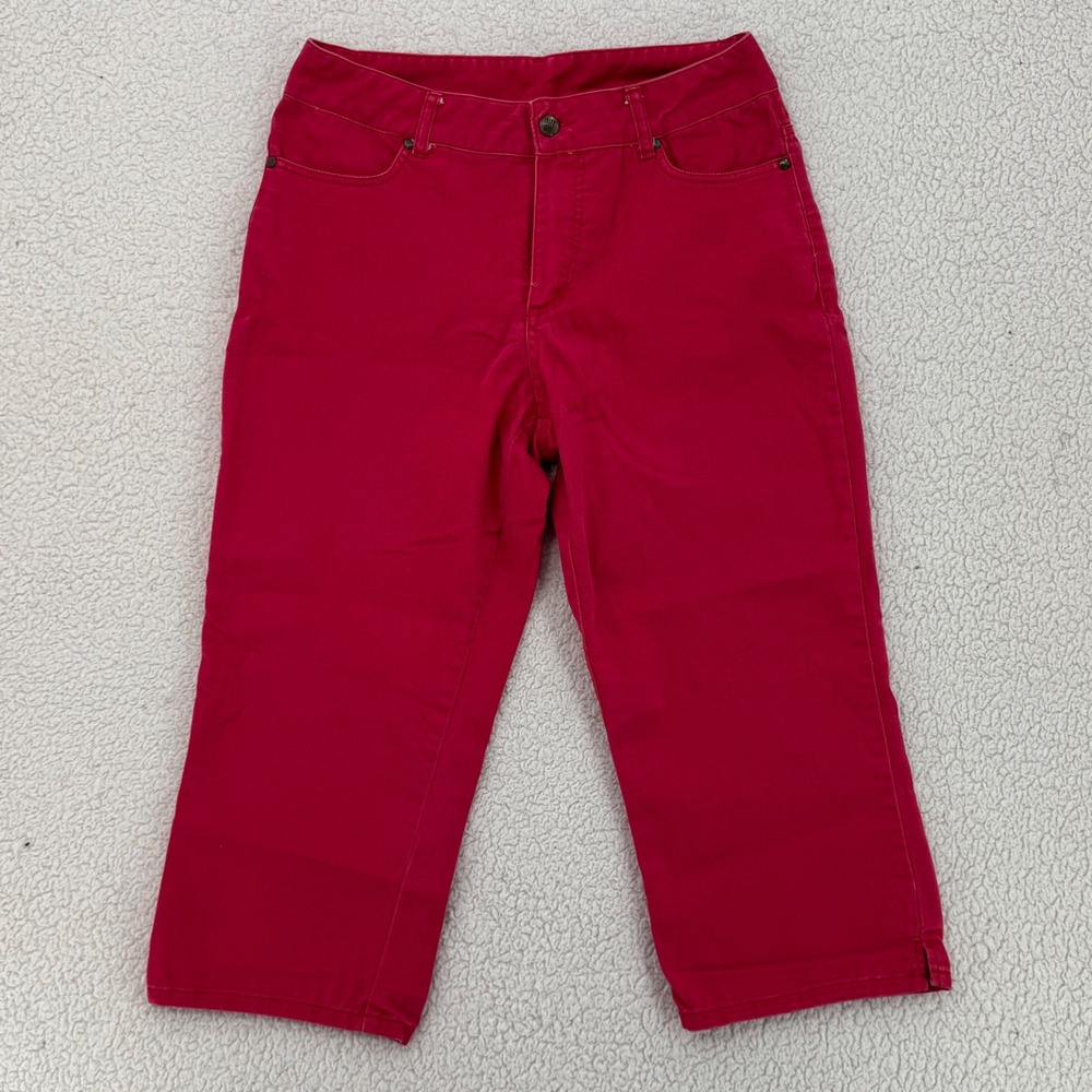 Women with Control Red Capri Pants Women Size 10 Cropped Trousers Denim